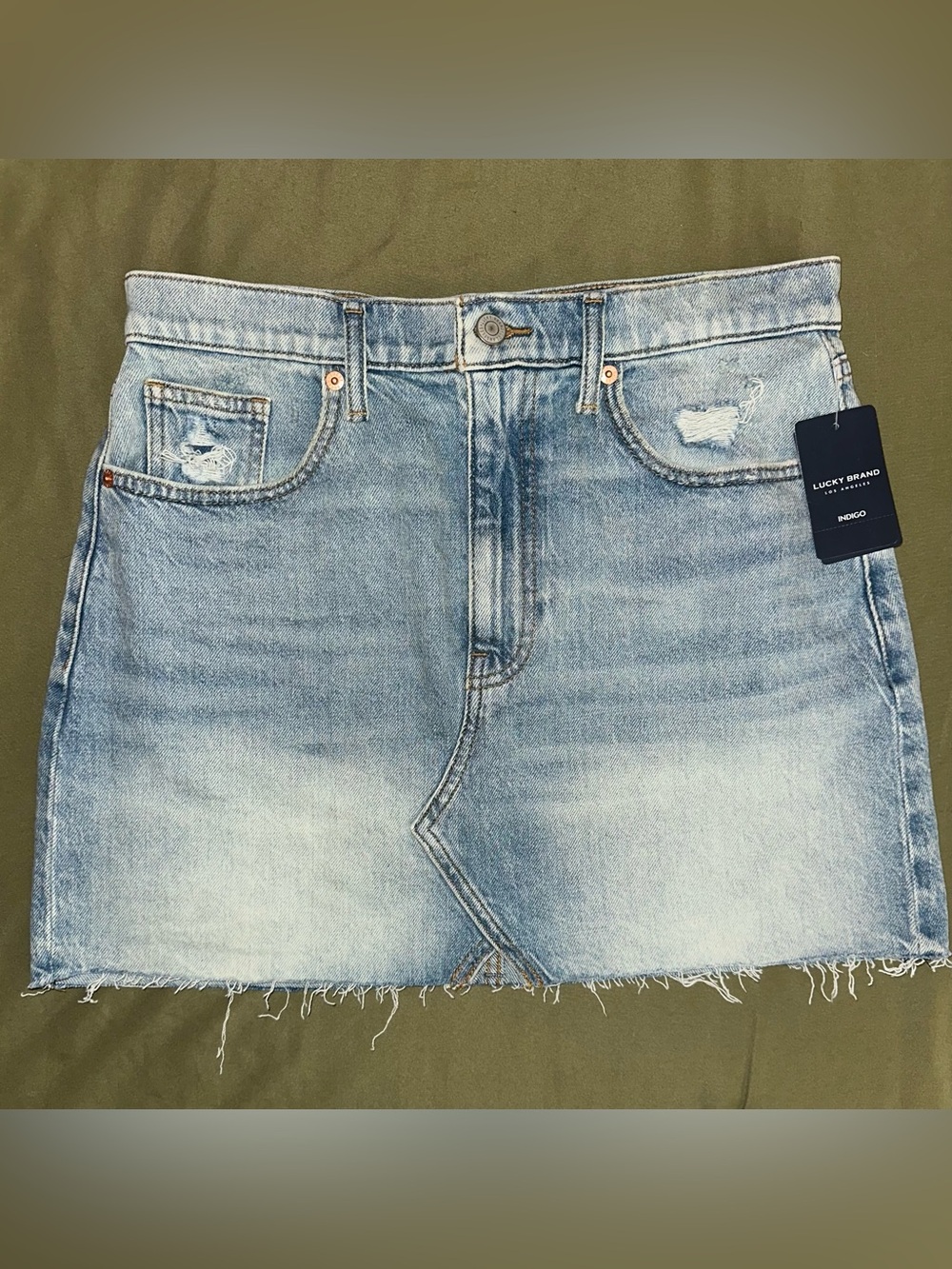 Lucky Brand Light Wash Distressed Denim Mini Skirt - Light Blue